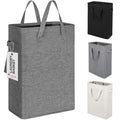 Slim Laundry Hamper With Handles Collapsible Laundry Basket Thin Dirty Clothes Basket Narrow Laundry Bag Foldable Dirty Cloth Hamper 45L (21 inchesDark Grey)