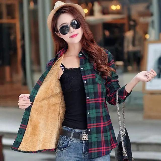 Women's Lined Plaid Shirt Jacket – Button-Front Shacket