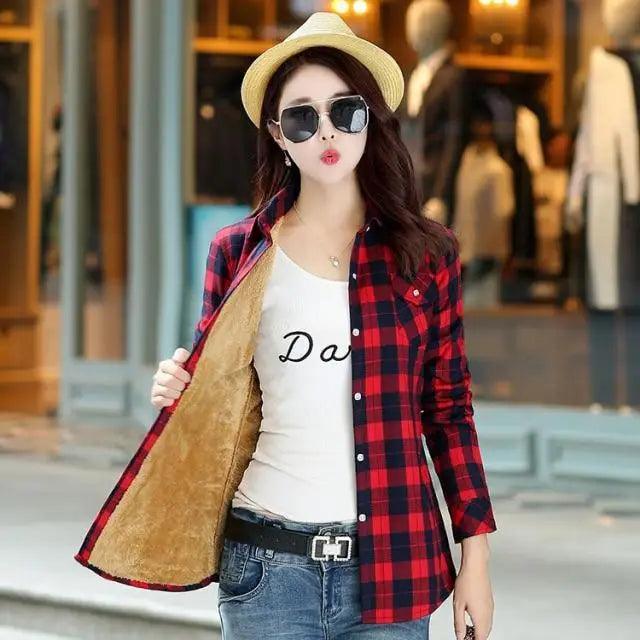 Women's Lined Plaid Shirt Jacket – Button-Front Shacket