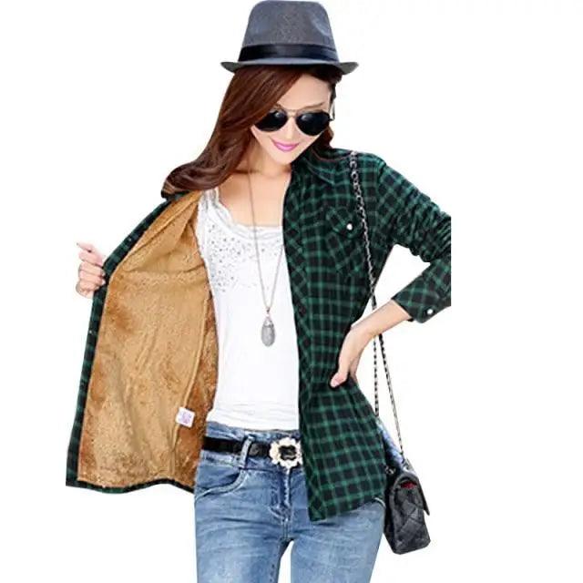 Women's Lined Plaid Shirt Jacket – Button-Front Shacket